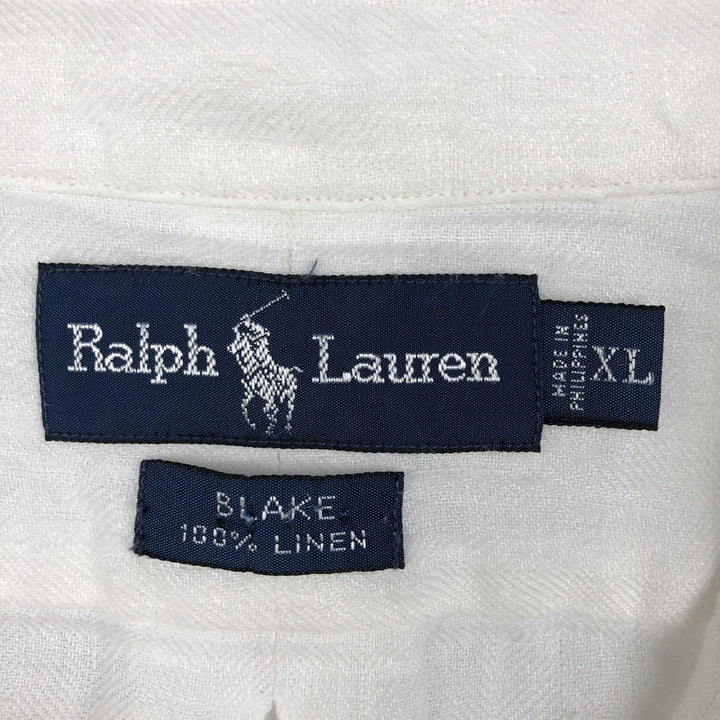 Ralph Lauren BLAKE short sleeve linen button down shirt, men's XL size linen white type Vintage Second Hand