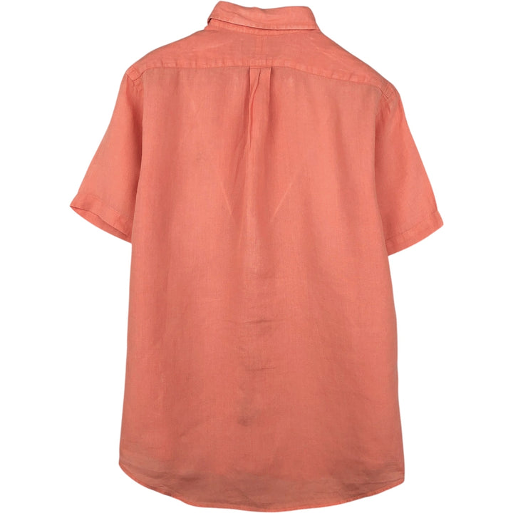 Ralph Lauren CUSTOM FIT short sleeve linen button down shirt, men's size M linen pink type Vintage Second Hand