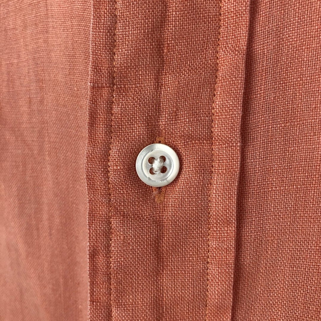 Ralph Lauren CUSTOM FIT short sleeve linen button down shirt, men's size M linen pink type Vintage Second Hand