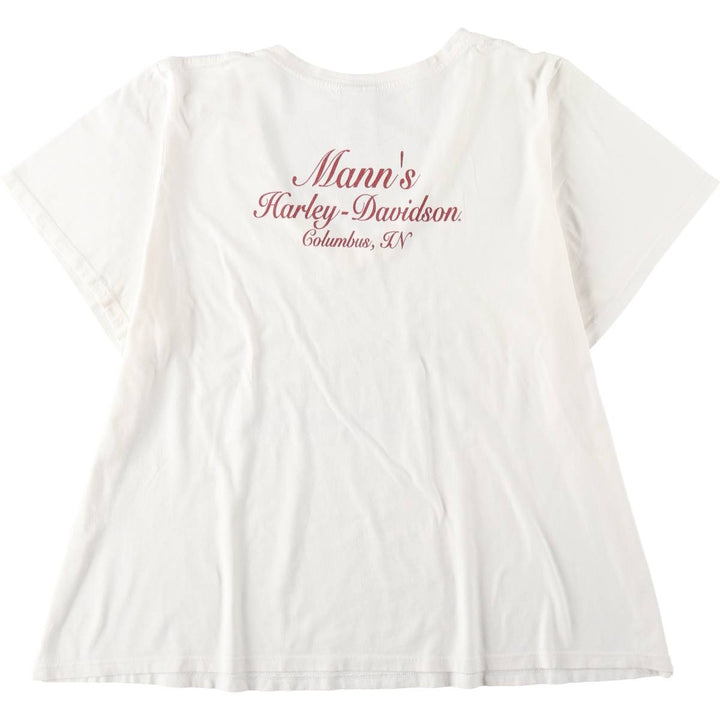Harley-Davidson V-neck motorcycle bike T-shirt made in the USA, women's size equivalent to XXL cotton white type Vintage Second Hand