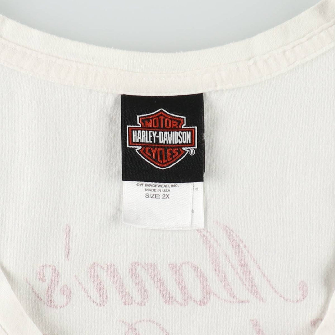 Harley-Davidson V-neck motorcycle bike T-shirt made in the USA, women's size equivalent to XXL cotton white type Vintage Second Hand