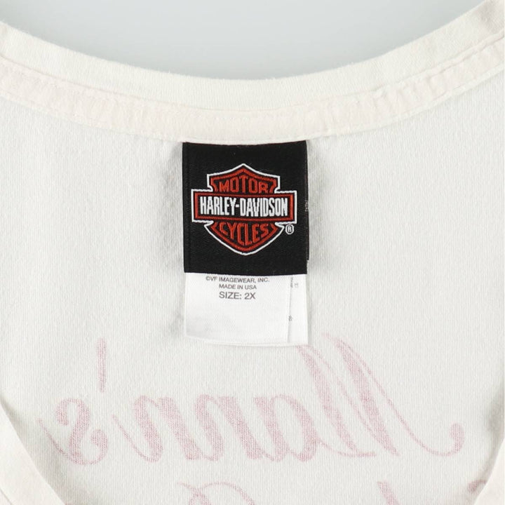 Harley-Davidson V-neck motorcycle bike T-shirt made in the USA, women's size equivalent to XXL cotton white type Vintage Second Hand