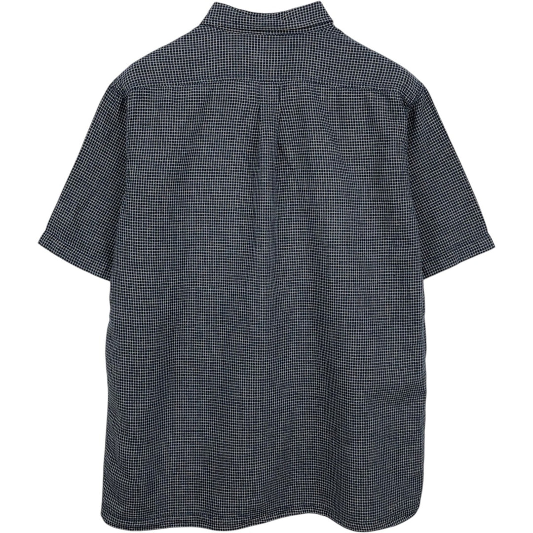90s-00'S Calvin Klein Jeans Check Pattern Short-Sleeve Cotton x Linen Box Shirt, Men's Size M (approx.) linen navy blue type Vintage Second Hand