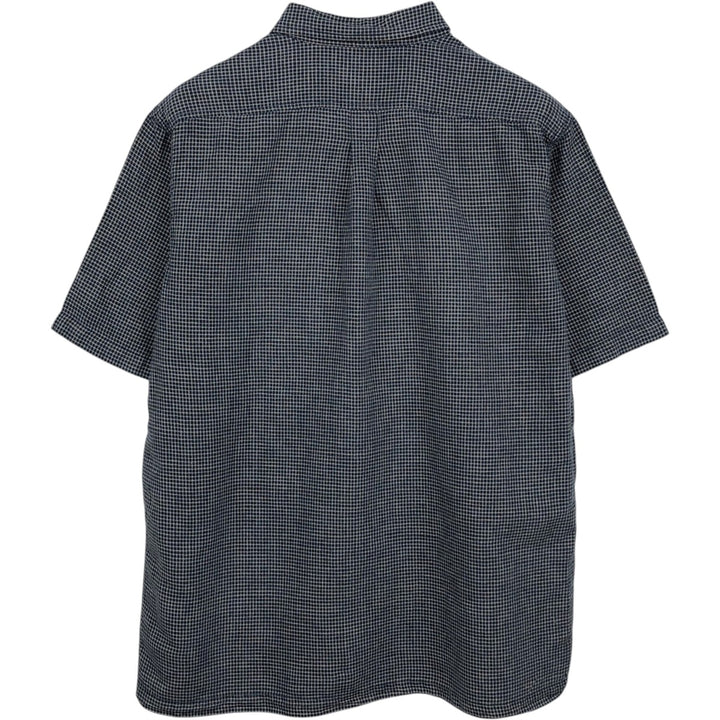 90s-00'S Calvin Klein Jeans Check Pattern Short-Sleeve Cotton x Linen Box Shirt, Men's Size M (approx.) linen navy blue type Vintage Second Hand