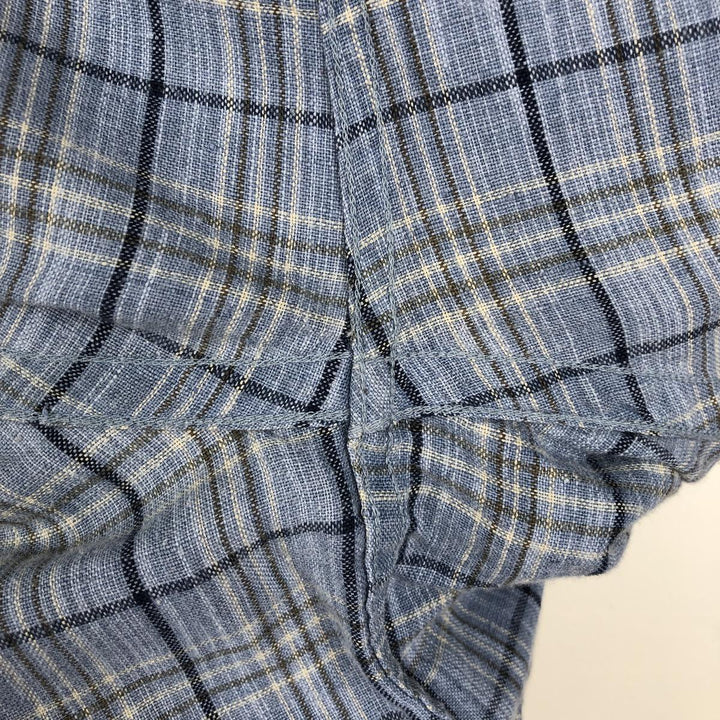 90s-00'S LLBean Check Pattern Short-Sleeve Cotton x Linen Shirt, Men's Size L (approx.) linen Blue type light blue Vintage Second Hand