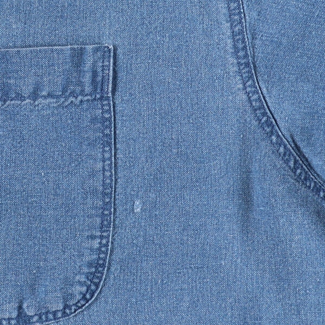 90'S Gap (Old Gap) Chambray Short-Sleeve Cotton x Linen Button-Down Shirt, Men's Size L (Equivalent), Vintage linen blue type Vintage Second Hand
