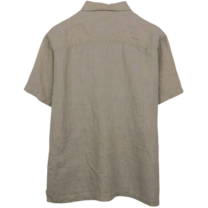 00'S Banana Republic Short Sleeve Linen Shirt Box Shirt Men's L Size linen gray type Vintage Second Hand