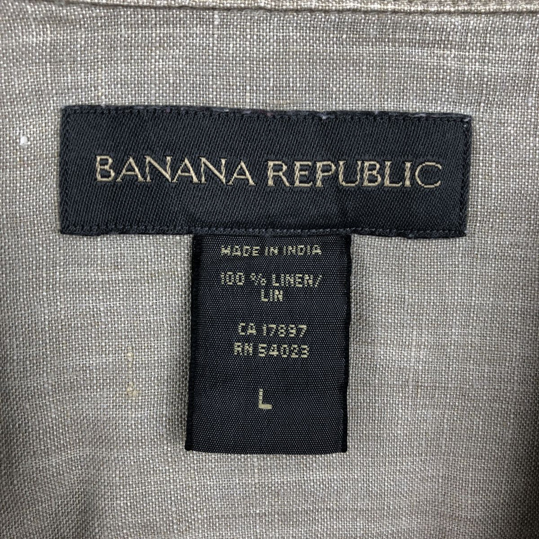 00'S Banana Republic Short Sleeve Linen Shirt Box Shirt Men's L Size linen gray type Vintage Second Hand