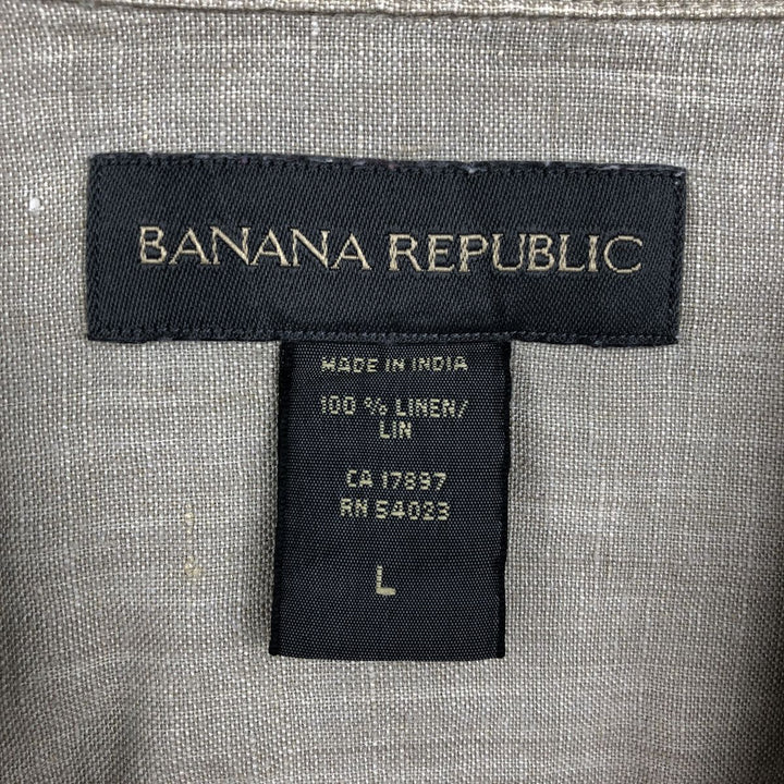 00'S Banana Republic Short Sleeve Linen Shirt Box Shirt Men's L Size linen gray type Vintage Second Hand