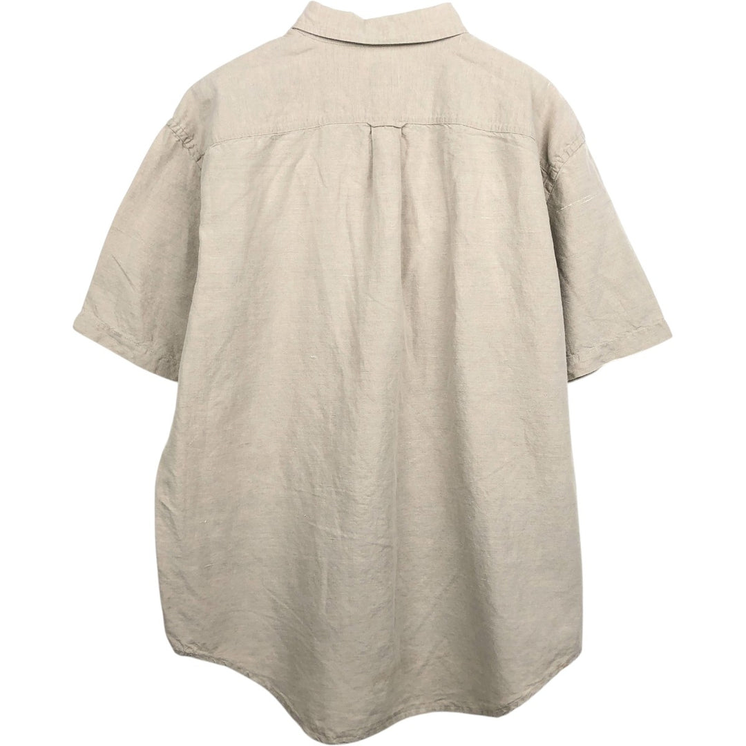 90'S GAP Vintage Short Sleeve Button-Down Shirt, Cotton and Linen, Men's Size L linen Beige type Vintage Second Hand