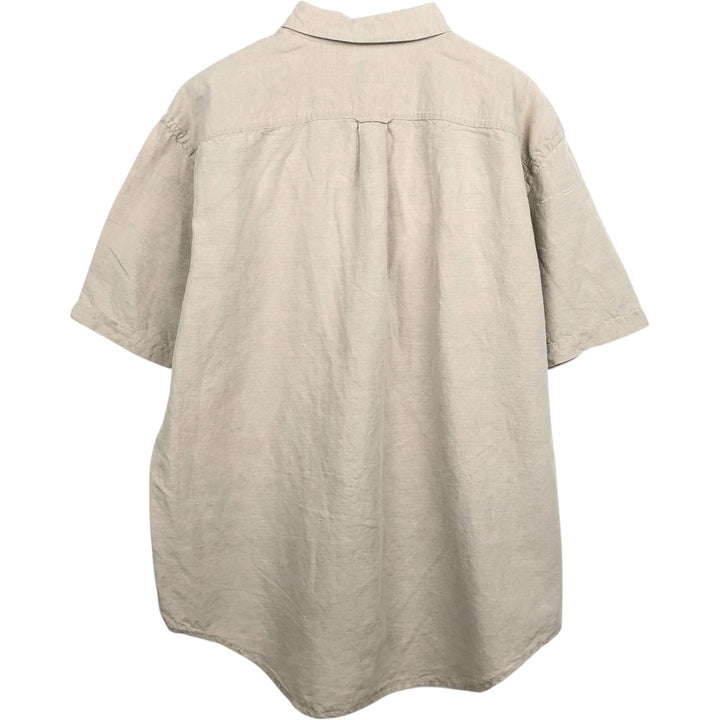 90'S GAP Vintage Short Sleeve Button-Down Shirt, Cotton and Linen, Men's Size L linen Beige type Vintage Second Hand