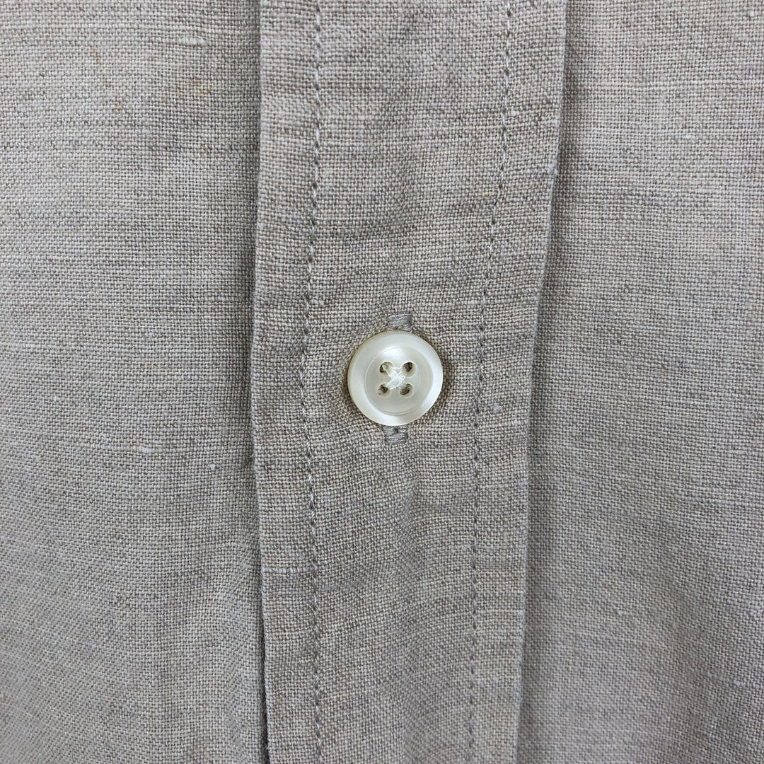 90'S GAP Vintage Short Sleeve Button-Down Shirt, Cotton and Linen, Men's Size L linen Beige type Vintage Second Hand