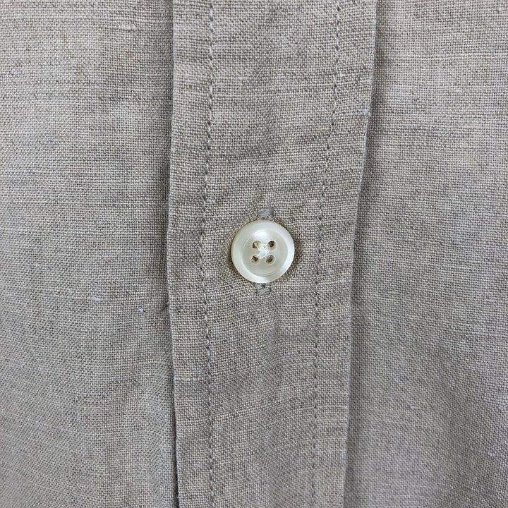 90'S GAP Vintage Short Sleeve Button-Down Shirt, Cotton and Linen, Men's Size L linen Beige type Vintage Second Hand
