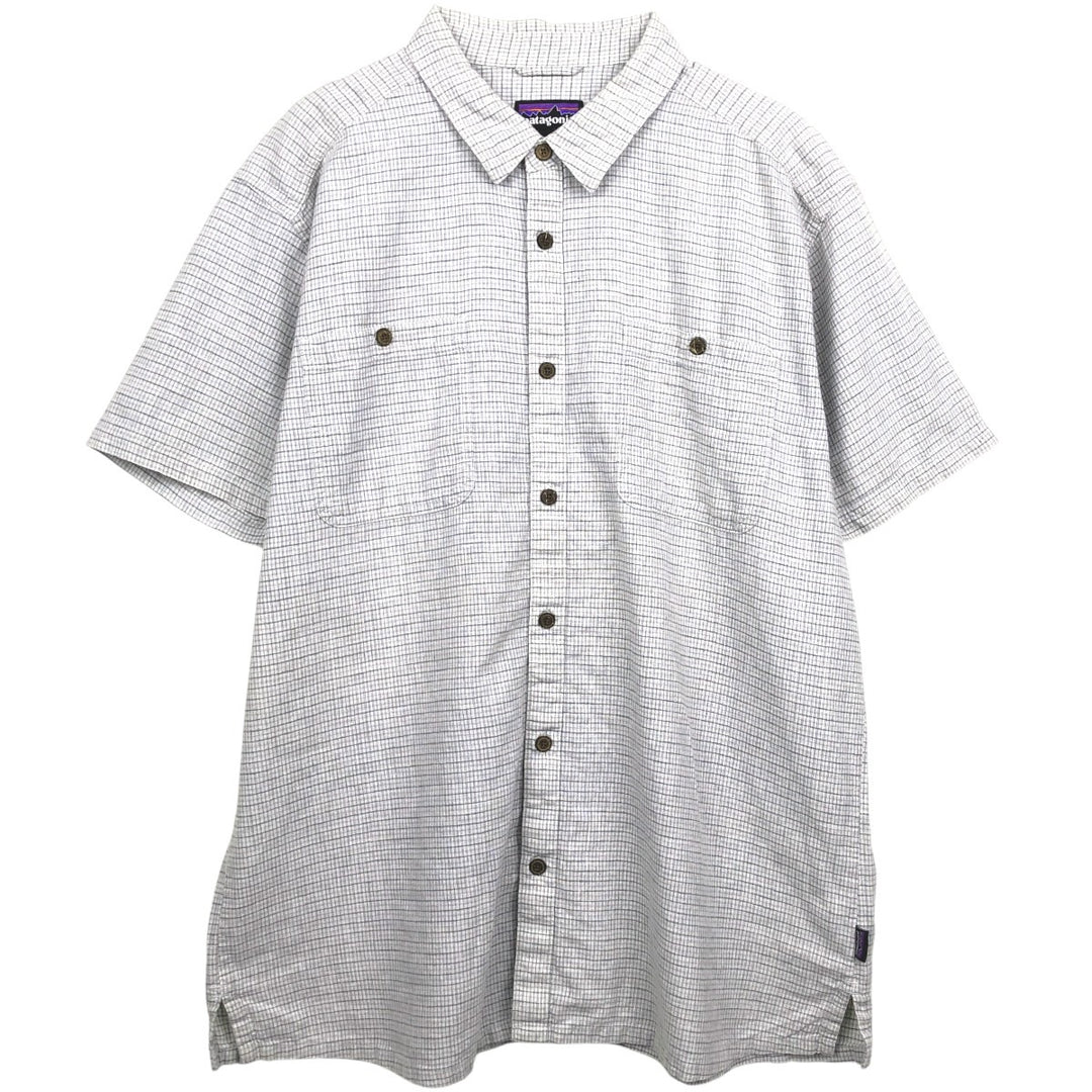 Patagonia Backstep Shirt 53139SP17 Check Pattern Short Sleeve Hemp Shirt Box Shirt Men's XL Equivalent Hemp gray type Vintage Second Hand