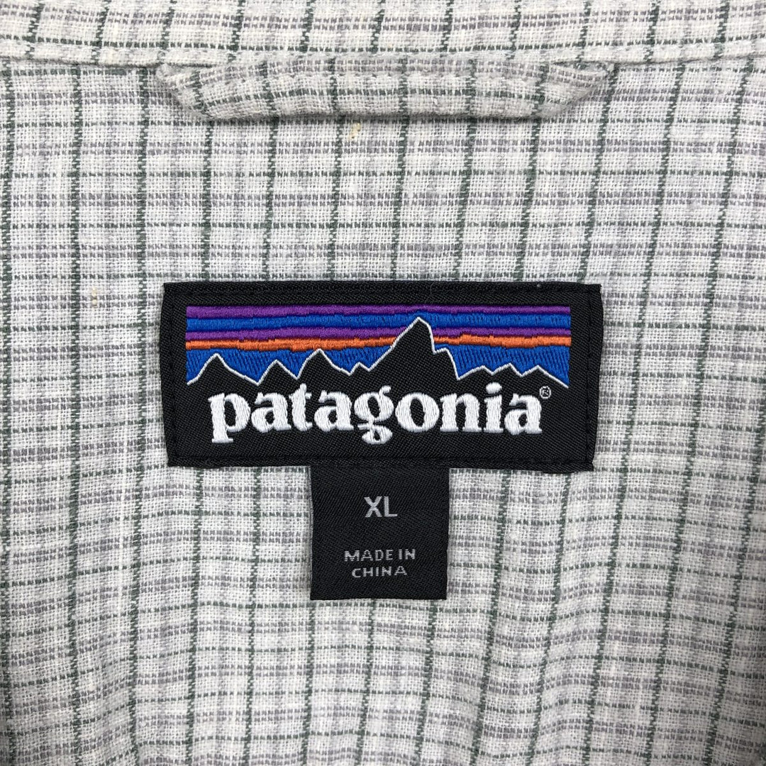 Patagonia Backstep Shirt 53139SP17 Check Pattern Short Sleeve Hemp Shirt Box Shirt Men's XL Equivalent Hemp gray type Vintage Second Hand