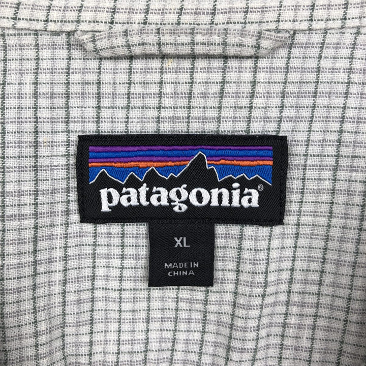 Patagonia Backstep Shirt 53139SP17 Check Pattern Short Sleeve Hemp Shirt Box Shirt Men's XL Equivalent Hemp gray type Vintage Second Hand