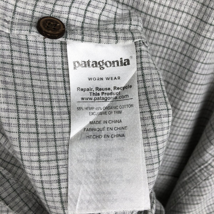 Patagonia Backstep Shirt 53139SP17 Check Pattern Short Sleeve Hemp Shirt Box Shirt Men's XL Equivalent Hemp gray type Vintage Second Hand