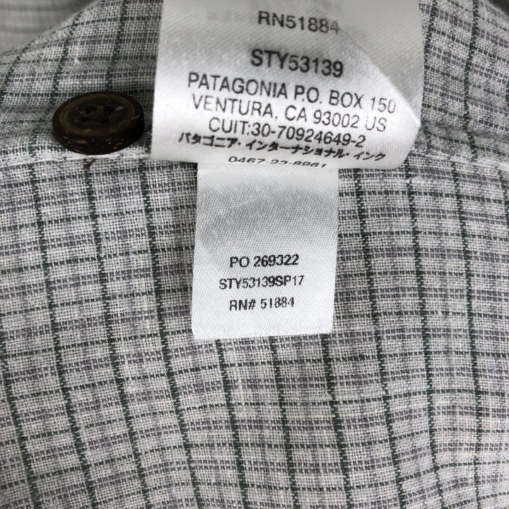Patagonia Backstep Shirt 53139SP17 Check Pattern Short Sleeve Hemp Shirt Box Shirt Men's XL Equivalent Hemp gray type Vintage Second Hand