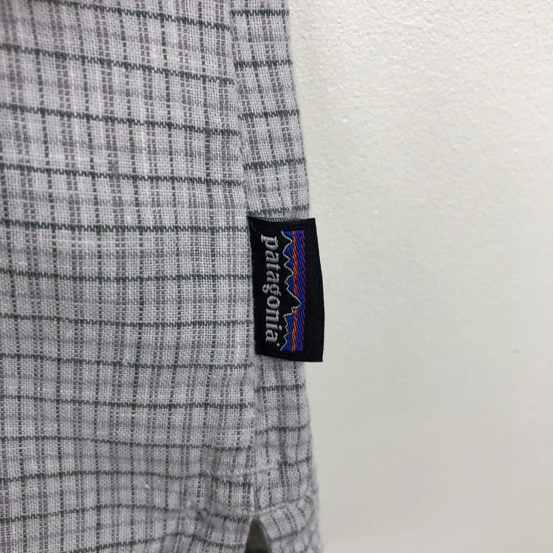 Patagonia Backstep Shirt 53139SP17 Check Pattern Short Sleeve Hemp Shirt Box Shirt Men's XL Equivalent Hemp gray type Vintage Second Hand