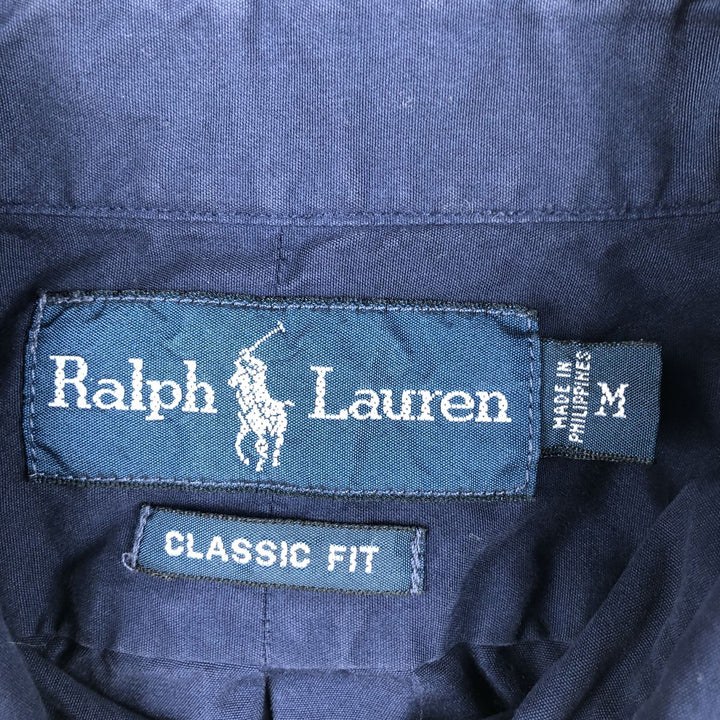 Ralph Lauren Classic Fit short sleeve button down shirt, men's size M cotton navy blue type Vintage Second Hand