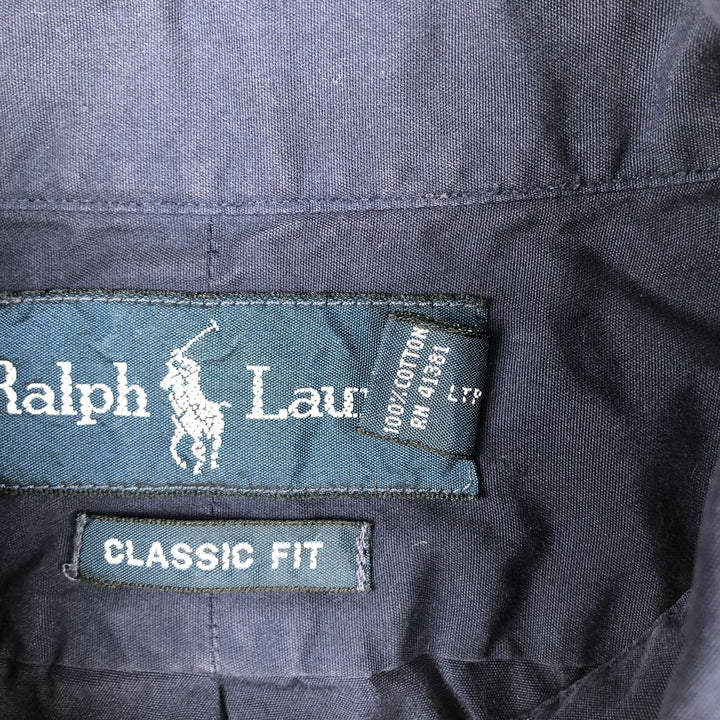 Ralph Lauren Classic Fit short sleeve button down shirt, men's size M cotton navy blue type Vintage Second Hand