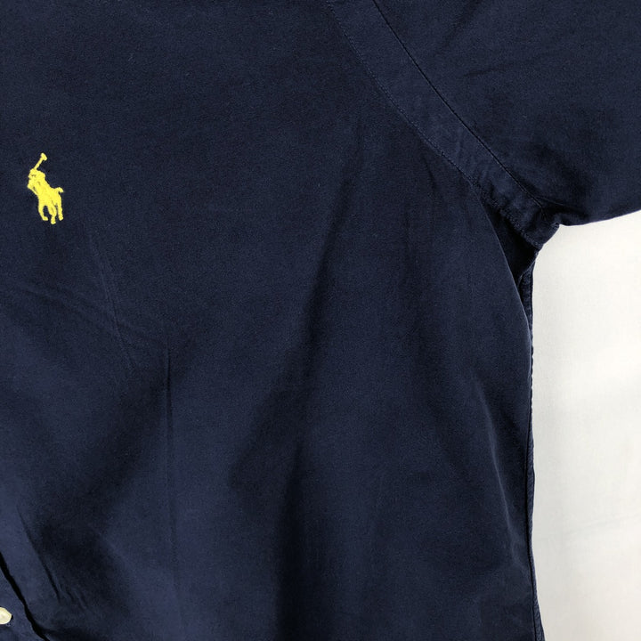 Ralph Lauren Classic Fit short sleeve button down shirt, men's size M cotton navy blue type Vintage Second Hand