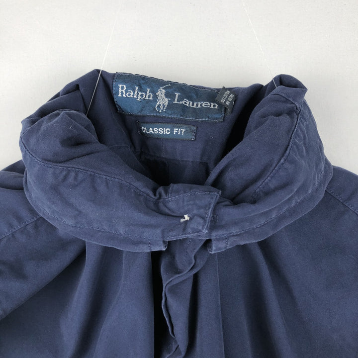Ralph Lauren Classic Fit short sleeve button down shirt, men's size M cotton navy blue type Vintage Second Hand