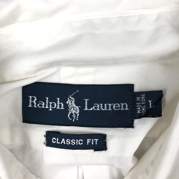 Ralph Lauren Classic Fit short sleeve button down shirt, men's size L cotton white type Vintage Second Hand