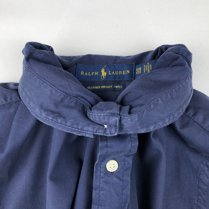 Ralph Lauren Featherweight Twill Short-Sleeve Button-Down Shirt, Men's Size XL (approx.) cotton navy blue type Vintage Second Hand