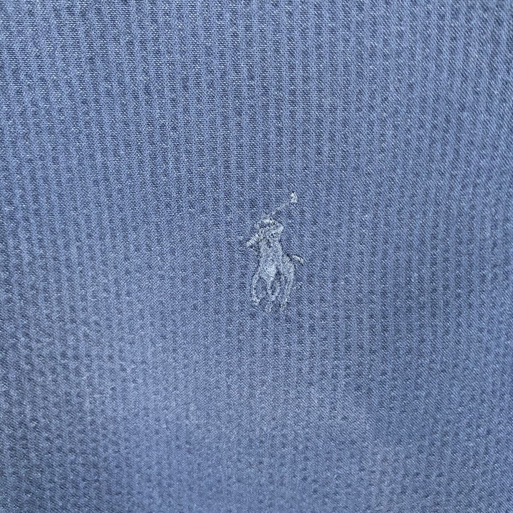 Ralph Lauren POLO RALPH LAUREN CLASSIC FIT Seersucker Short-Sleeve Button-Down Shirt, Men's Size L (approx.) cotton navy blue type Vintage Second Hand