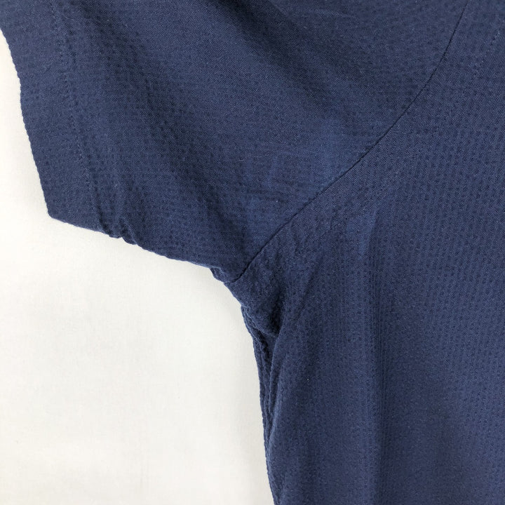 Ralph Lauren POLO RALPH LAUREN CLASSIC FIT Seersucker Short-Sleeve Button-Down Shirt, Men's Size L (approx.) cotton navy blue type Vintage Second Hand