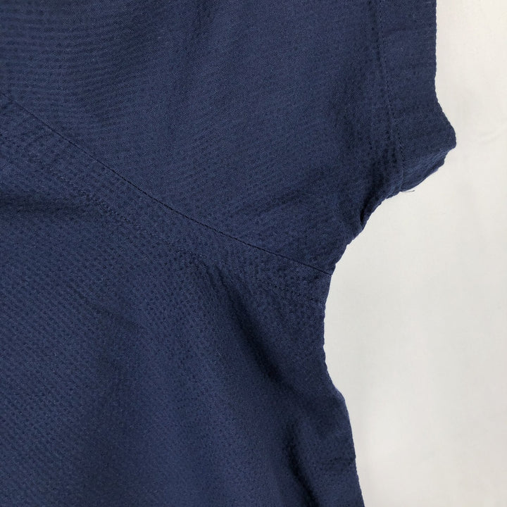 Ralph Lauren POLO RALPH LAUREN CLASSIC FIT Seersucker Short-Sleeve Button-Down Shirt, Men's Size L (approx.) cotton navy blue type Vintage Second Hand