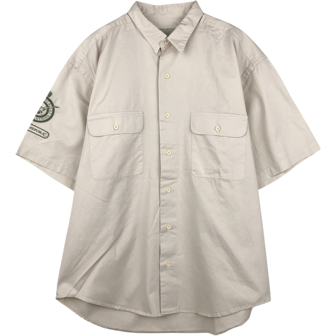 80s-90'S Banana Republic short-sleeved cotton shirt, men's size L equivalent, vintage. cotton Beige type Vintage Second Hand
