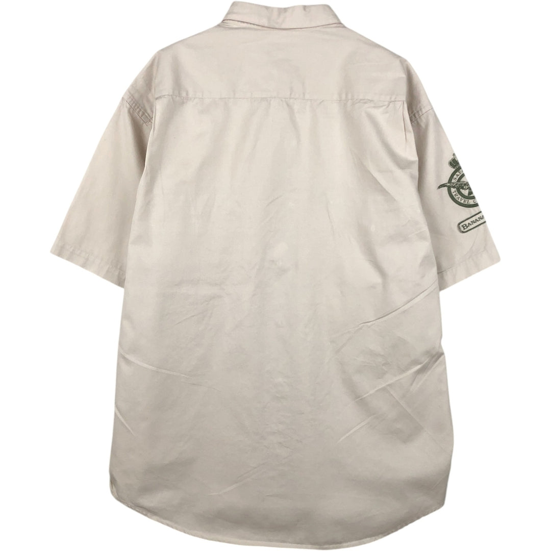 80s-90'S Banana Republic short-sleeved cotton shirt, men's size L equivalent, vintage. cotton Beige type Vintage Second Hand