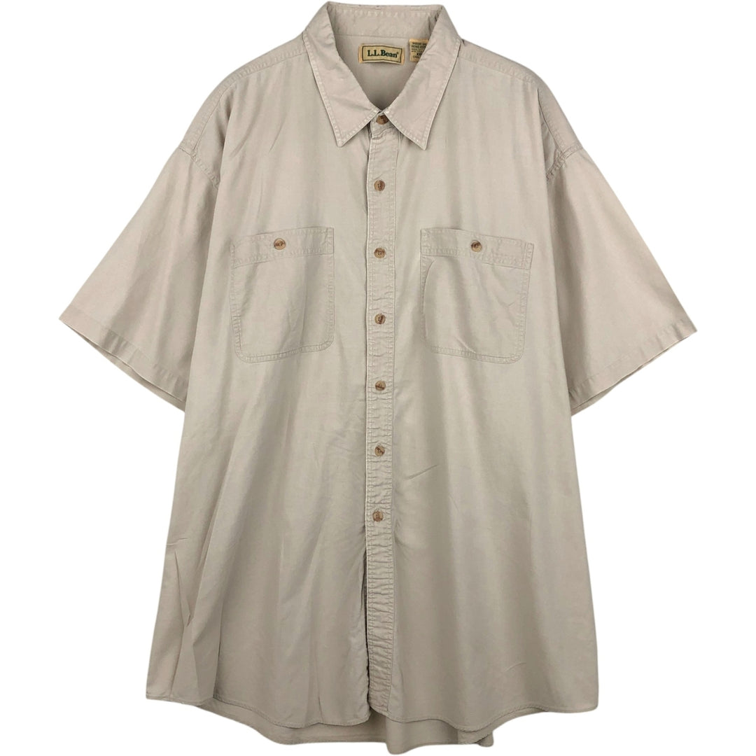 Vintage LLBean short-sleeved cotton shirt from the 1990s, men's size XXL equivalent. cotton Beige type Vintage Second Hand