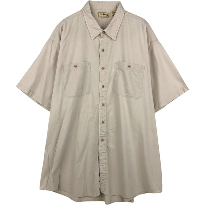 Vintage LLBean short-sleeved cotton shirt from the 1990s, men's size XXL equivalent. cotton Beige type Vintage Second Hand