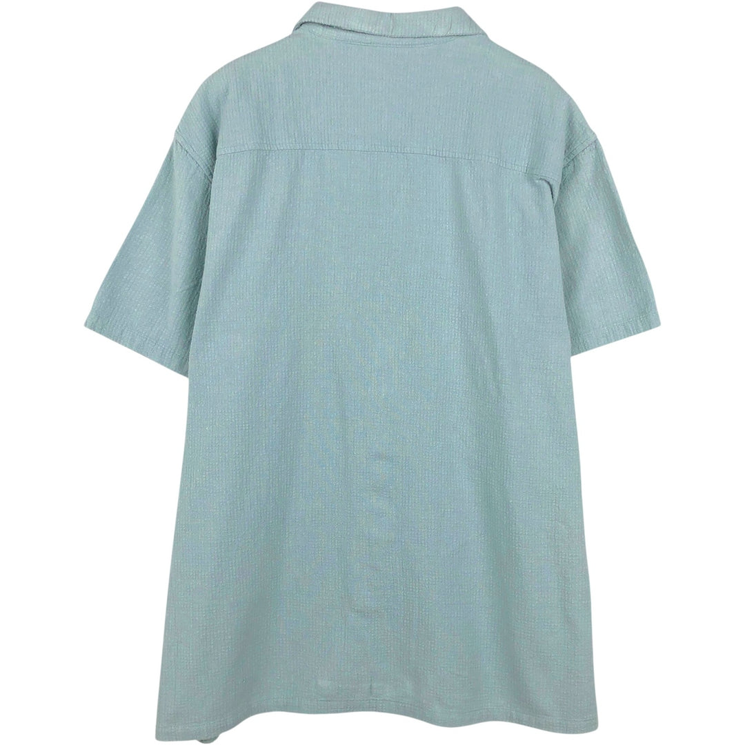 Stussy Short-Sleeve Open-Collar Cotton Shirt, Boxy Fit, Men's Size L (approx.) cotton Blue type light blue Vintage Second Hand