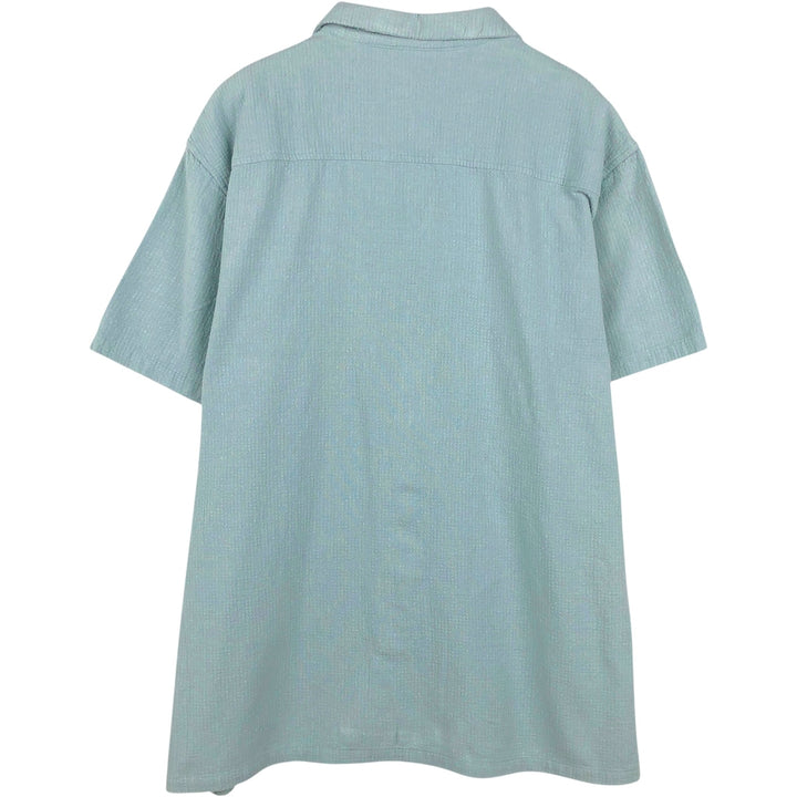 Stussy Short-Sleeve Open-Collar Cotton Shirt, Boxy Fit, Men's Size L (approx.) cotton Blue type light blue Vintage Second Hand