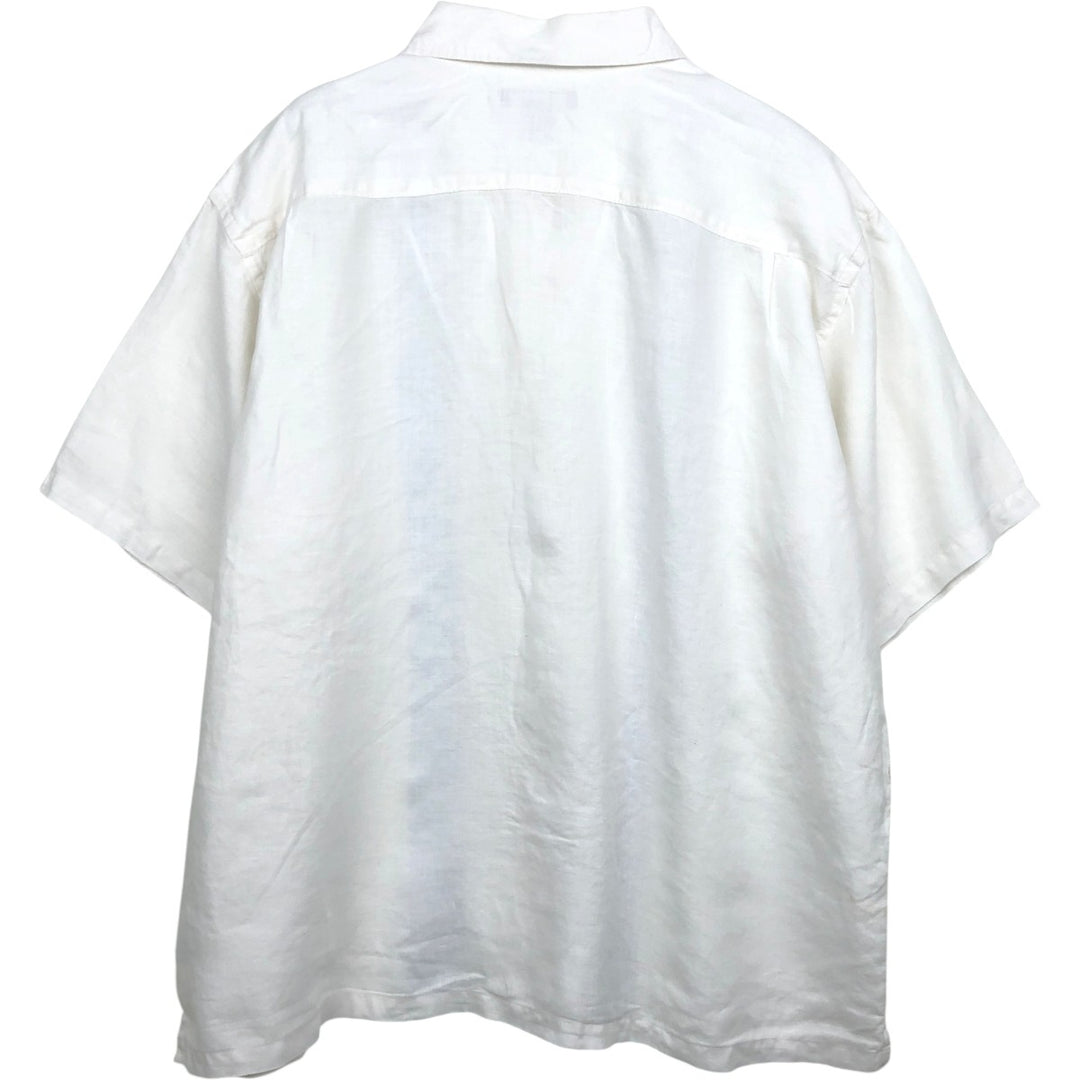 2000'S Banana Republic Short-Sleeve Open-Collar Mexican Shirt Cuban Shirt Box Shirt Men's XL Equivalent linen white type Vintage Second Hand
