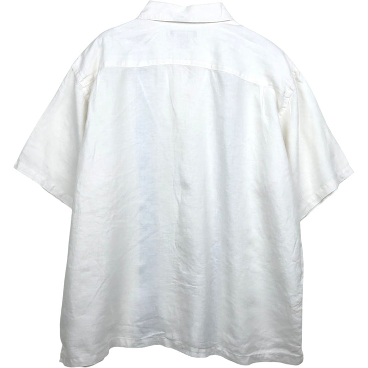 2000'S Banana Republic Short-Sleeve Open-Collar Mexican Shirt Cuban Shirt Box Shirt Men's XL Equivalent linen white type Vintage Second Hand