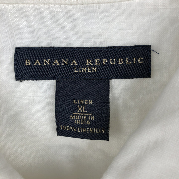 2000'S Banana Republic Short-Sleeve Open-Collar Mexican Shirt Cuban Shirt Box Shirt Men's XL Equivalent linen white type Vintage Second Hand