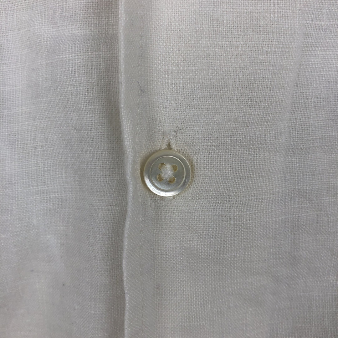 2000'S Banana Republic Short-Sleeve Open-Collar Mexican Shirt Cuban Shirt Box Shirt Men's XL Equivalent linen white type Vintage Second Hand
