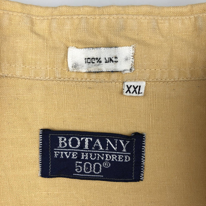 Botany 500 Short-Sleeve Mexican Shirt, Cuban Shirt, Boxy Shirt, Men's Size XXL (approx.) linen ocher yellow type Vintage Second Hand