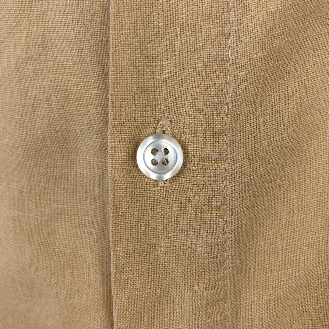 Botany 500 Short-Sleeve Mexican Shirt, Cuban Shirt, Boxy Shirt, Men's Size XXL (approx.) linen ocher yellow type Vintage Second Hand