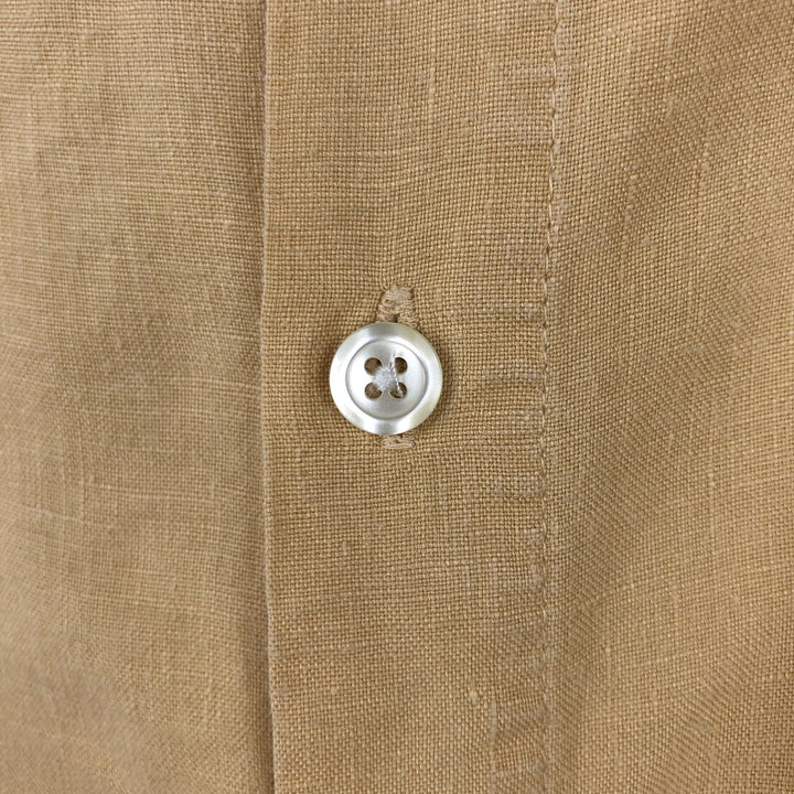 Botany 500 Short-Sleeve Mexican Shirt, Cuban Shirt, Boxy Shirt, Men's Size XXL (approx.) linen ocher yellow type Vintage Second Hand