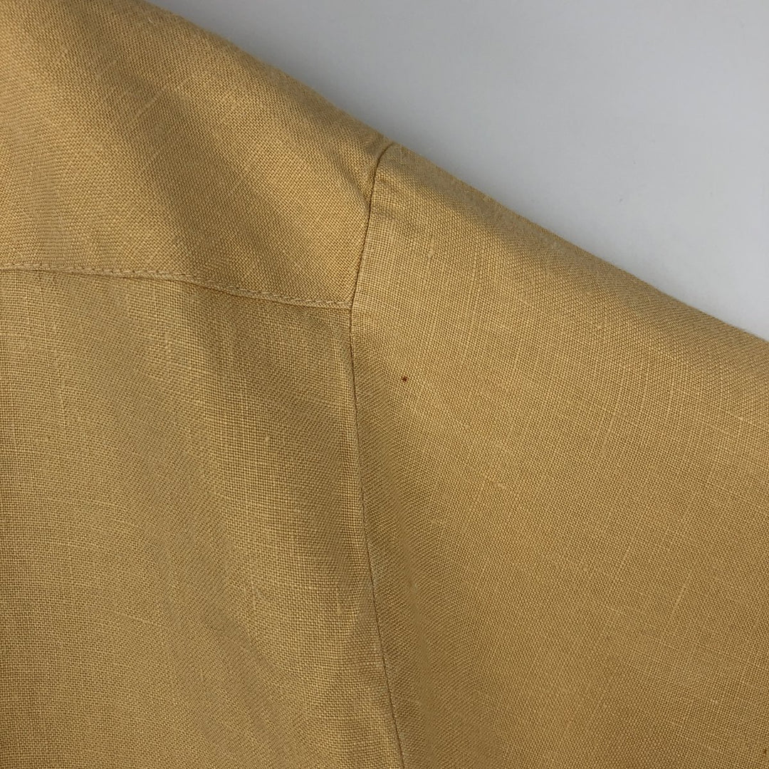 Botany 500 Short-Sleeve Mexican Shirt, Cuban Shirt, Boxy Shirt, Men's Size XXL (approx.) linen ocher yellow type Vintage Second Hand