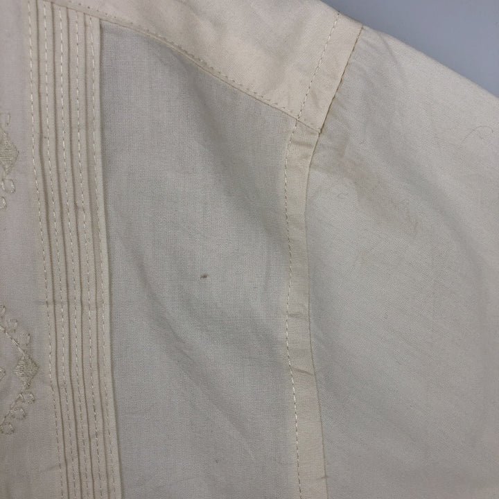 HAVANERA Short-Sleeve Open-Collar Mexican Shirt, Cuban Shirt, Boxy Shirt, Men's Size L (approx.) cotton unbleached Vintage Second Hand