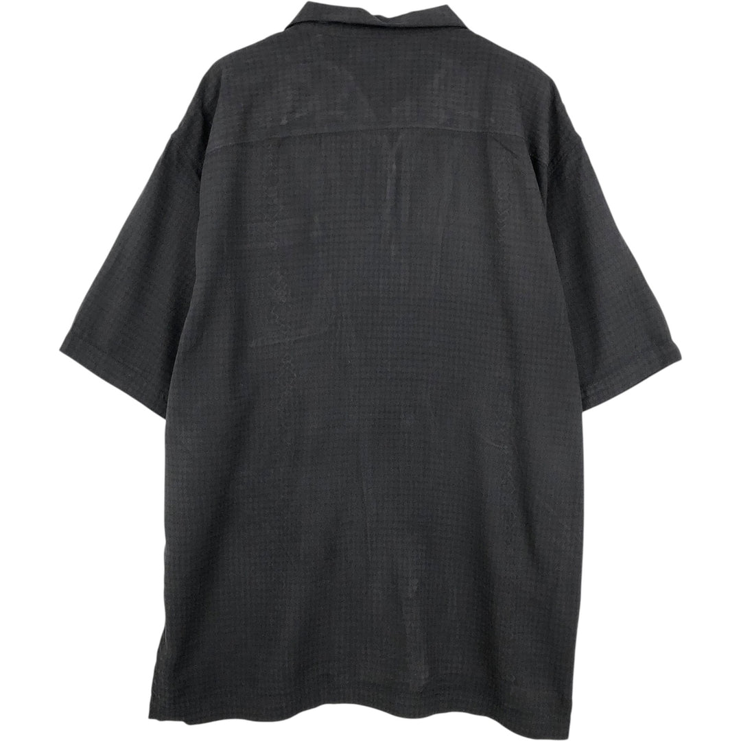 Tommy Bahama Short-Sleeve Open-Collar Mexican Shirt (Cuban Shirt, Boxy Shirt) - Men's Size L (approx.) silk black type Vintage Second Hand