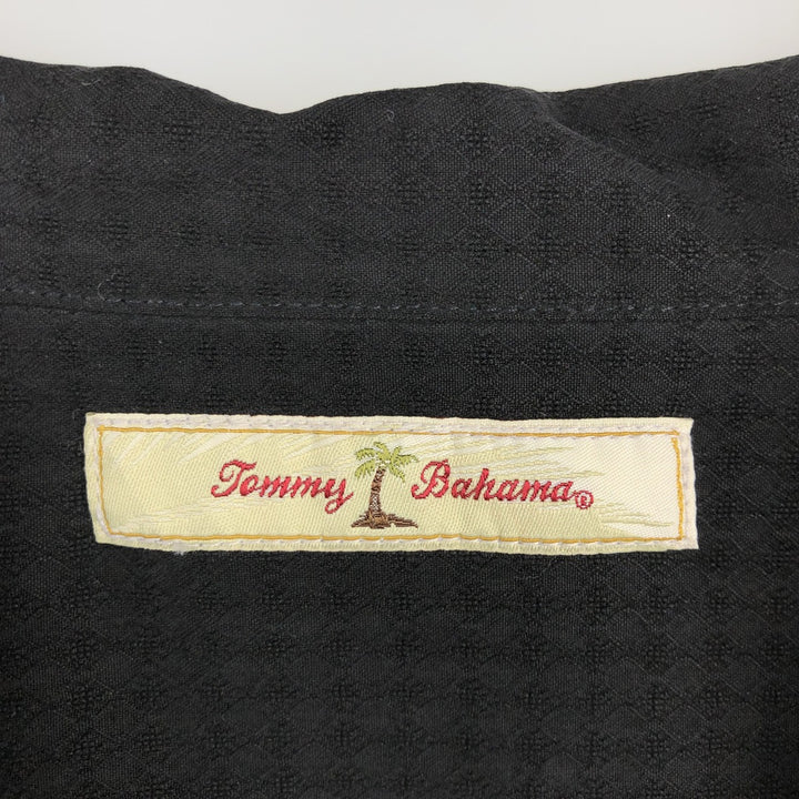 Tommy Bahama Short-Sleeve Open-Collar Mexican Shirt (Cuban Shirt, Boxy Shirt) - Men's Size L (approx.) silk black type Vintage Second Hand