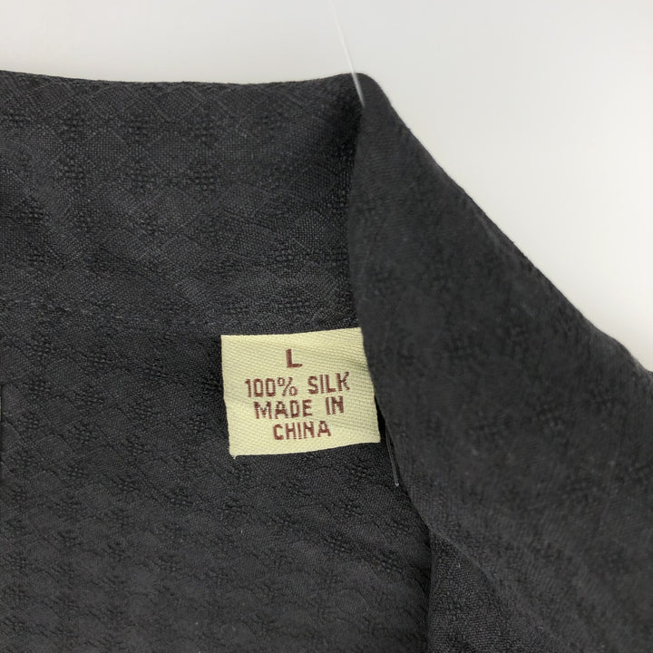 Tommy Bahama Short-Sleeve Open-Collar Mexican Shirt (Cuban Shirt, Boxy Shirt) - Men's Size L (approx.) silk black type Vintage Second Hand